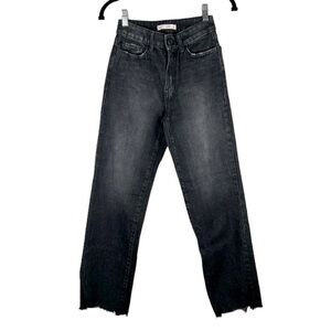 SO Black Denim High Rise Straight Raw Hem Jeans Size 24